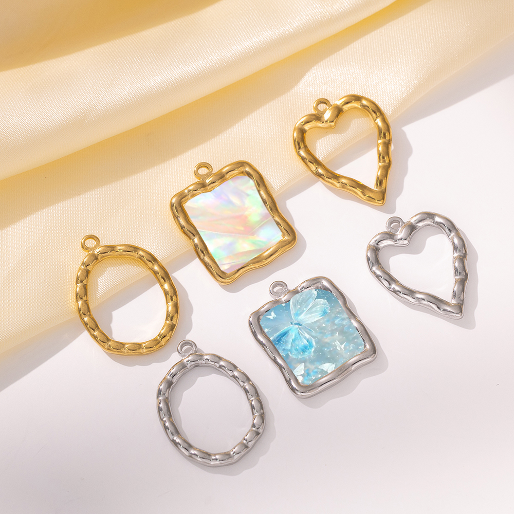 Resin Art Decor - 5pcs Stainless Steel Heart Round Open