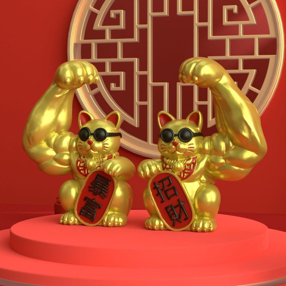Resin Art Ocean - Home Powered Muscle Arm Lucky Cat