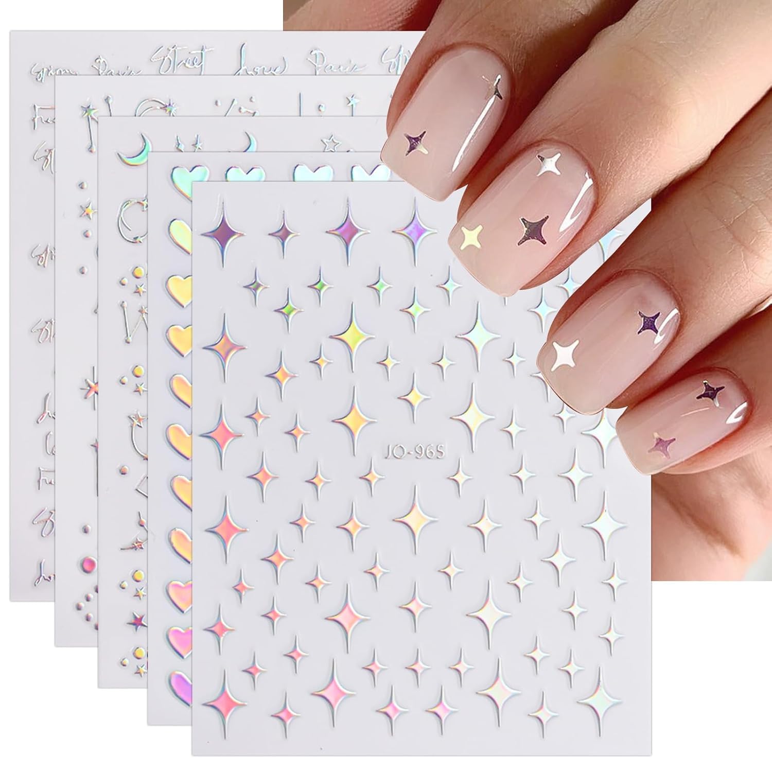 Resin Art Design Images - 12 Sheets Aurora Holographic Nail Art