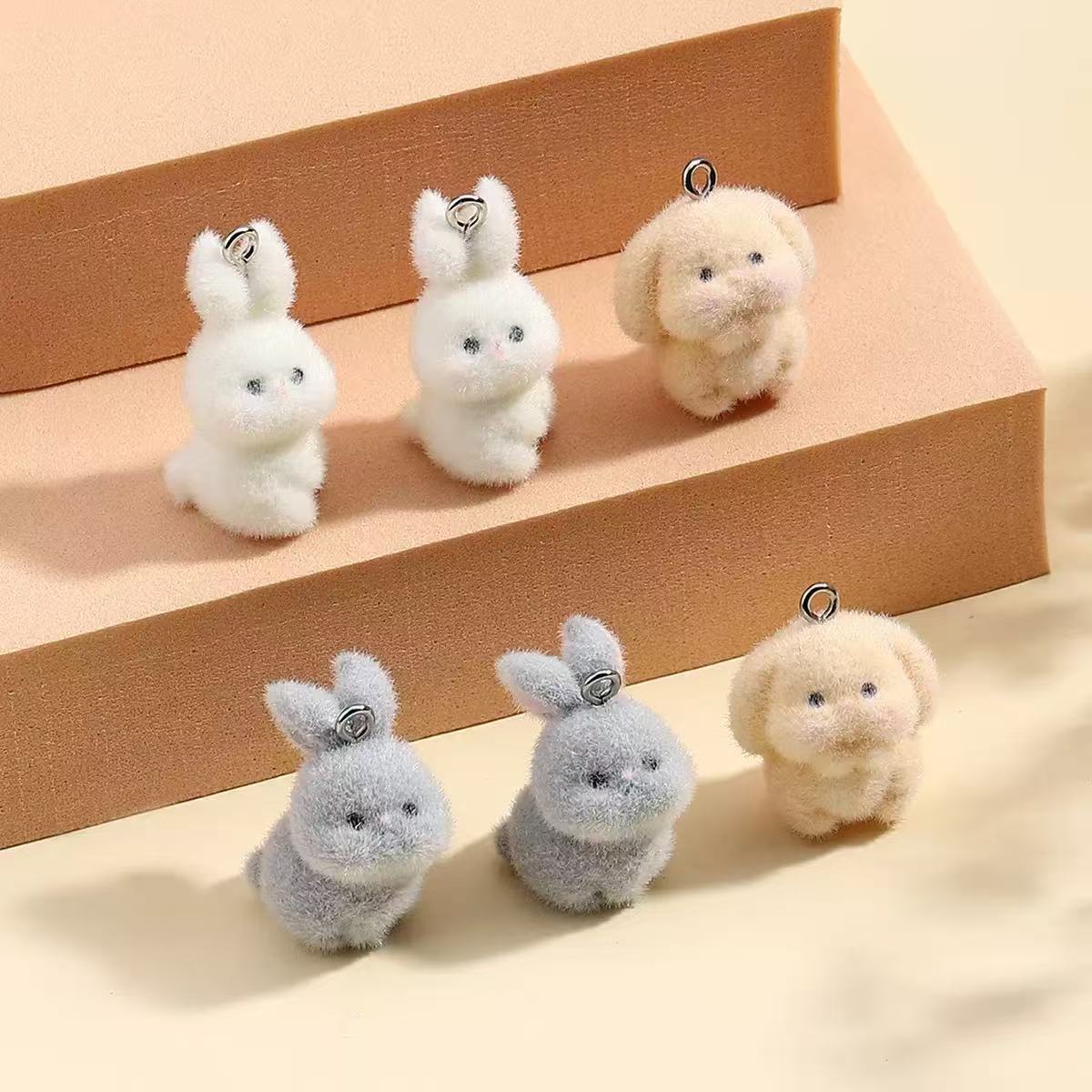 Resin Art Materials Kit - 10pcs Flocking Little Rabbit Resin Charms