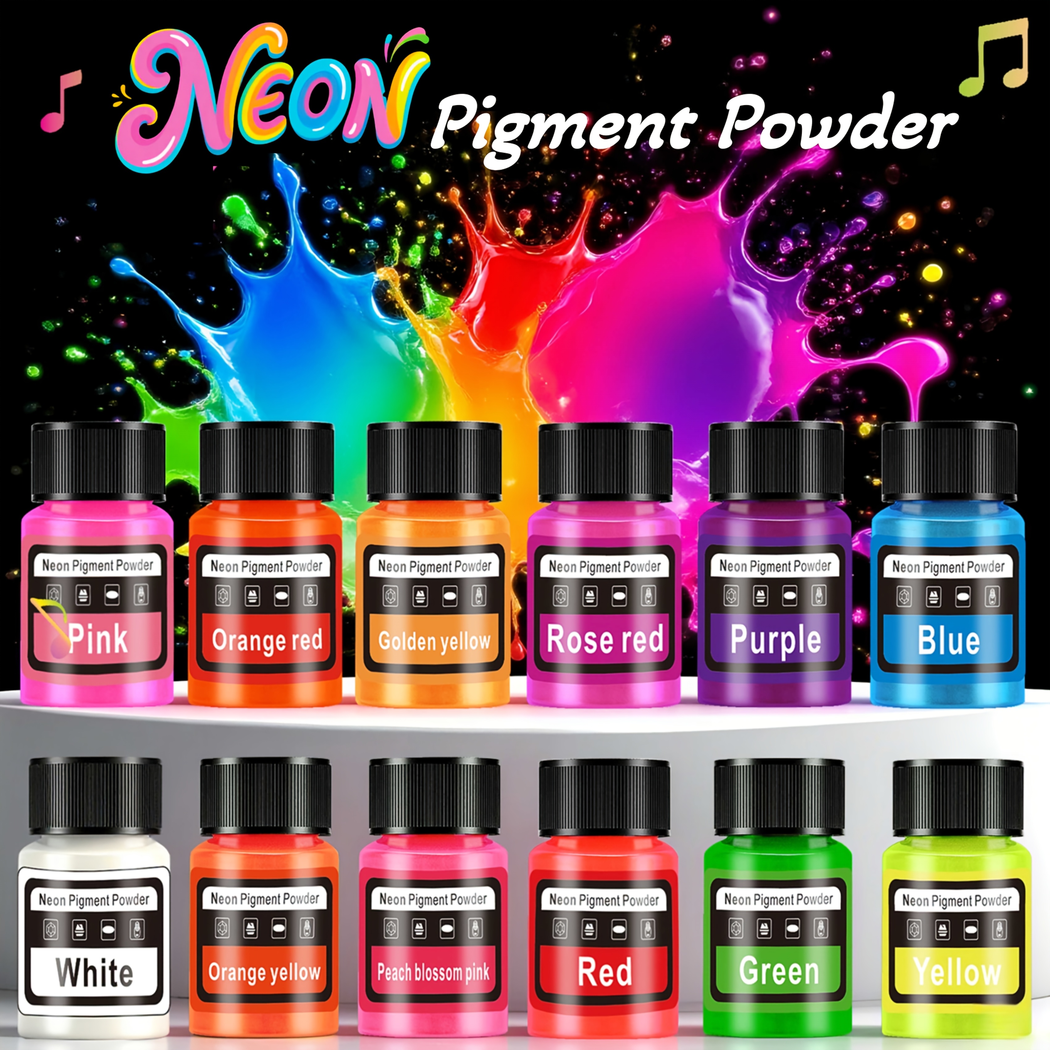 Resin Art Letters - Fluorescent Powder/Neon Resin Dye, 6 Colors,