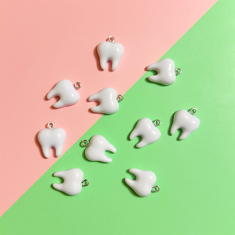 10pcs Cute White Teeth Resin P - مراجعة Resin Art Materials Kit وسعره