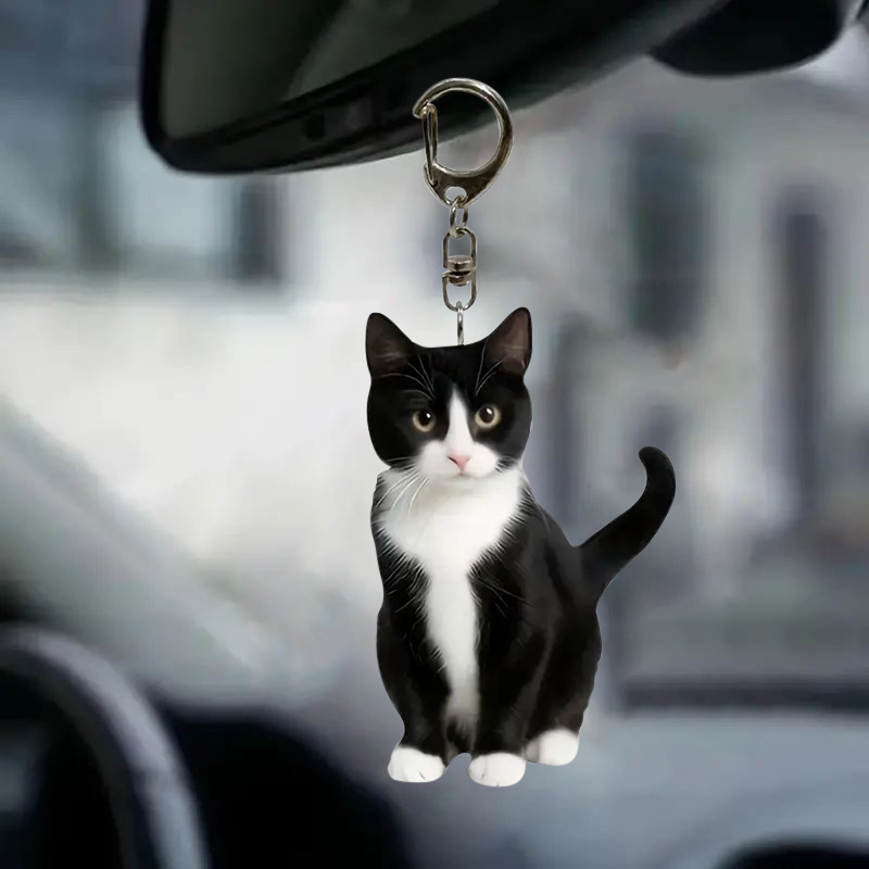 Black And White Cat Keychain 2 - مراجعة Resin Art Design Keychain وسعره