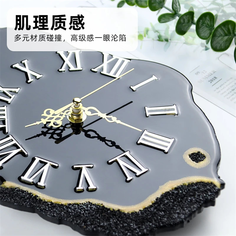 Black Crystal Chip Gold Edged  - مراجعة Resin Art Clock وسعره
