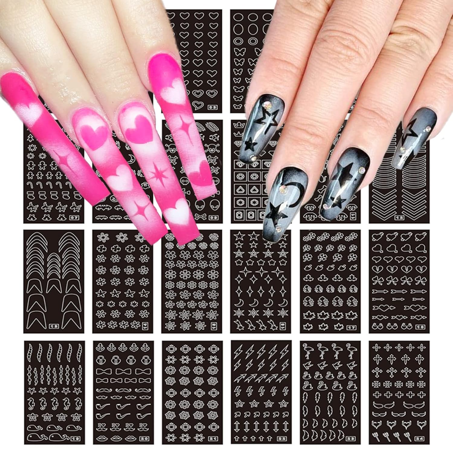 154 Designs Nail Art Stencils  - مراجعة Resin Art Design Images وسعره