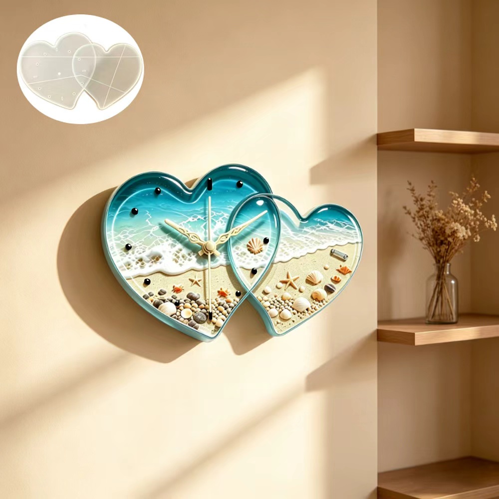 Love connected heart shape clo - مراجعة Resin Art Clock وسعره