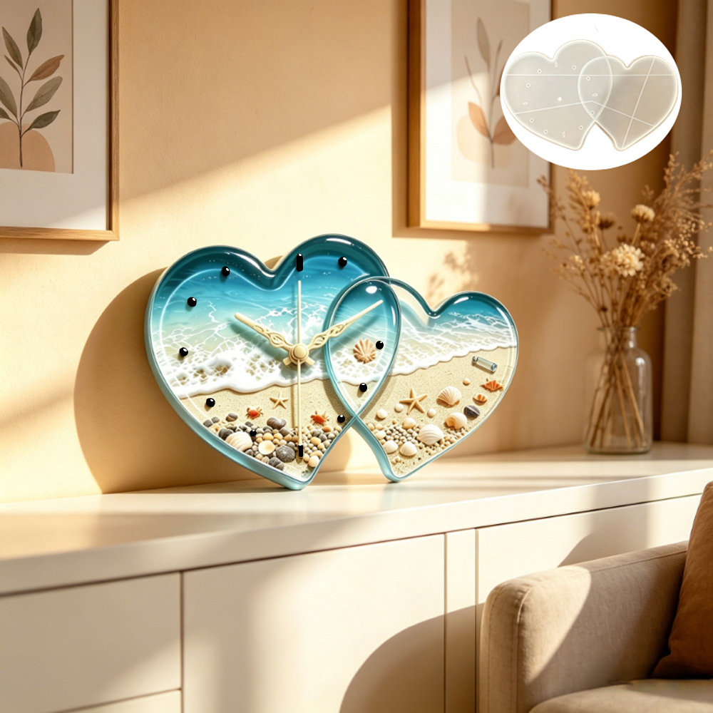 Love connected heart shape clo - مراجعة Resin Art Clock وسعره