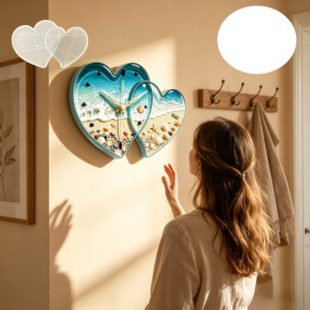 Love connected heart shape clo - مراجعة Resin Art Clock وسعره