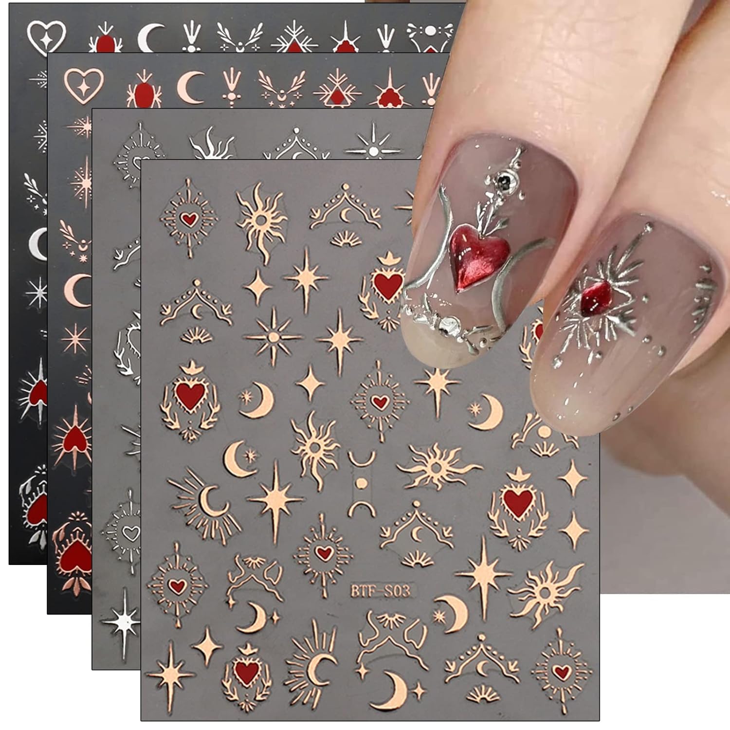 9 Sheets Moon Star Nail Art St - مراجعة Resin Art Design Images وسعره