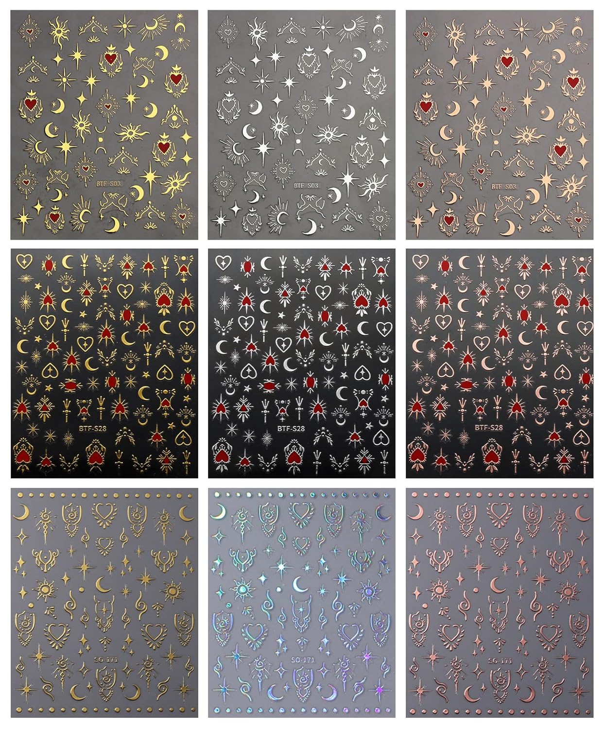9 Sheets Moon Star Nail Art St - مراجعة Resin Art Design Images وسعره