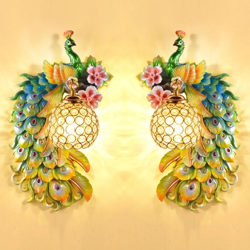Vintage Peacock Wall Lamps Liv - مراجعة Background Resin Art وسعره
