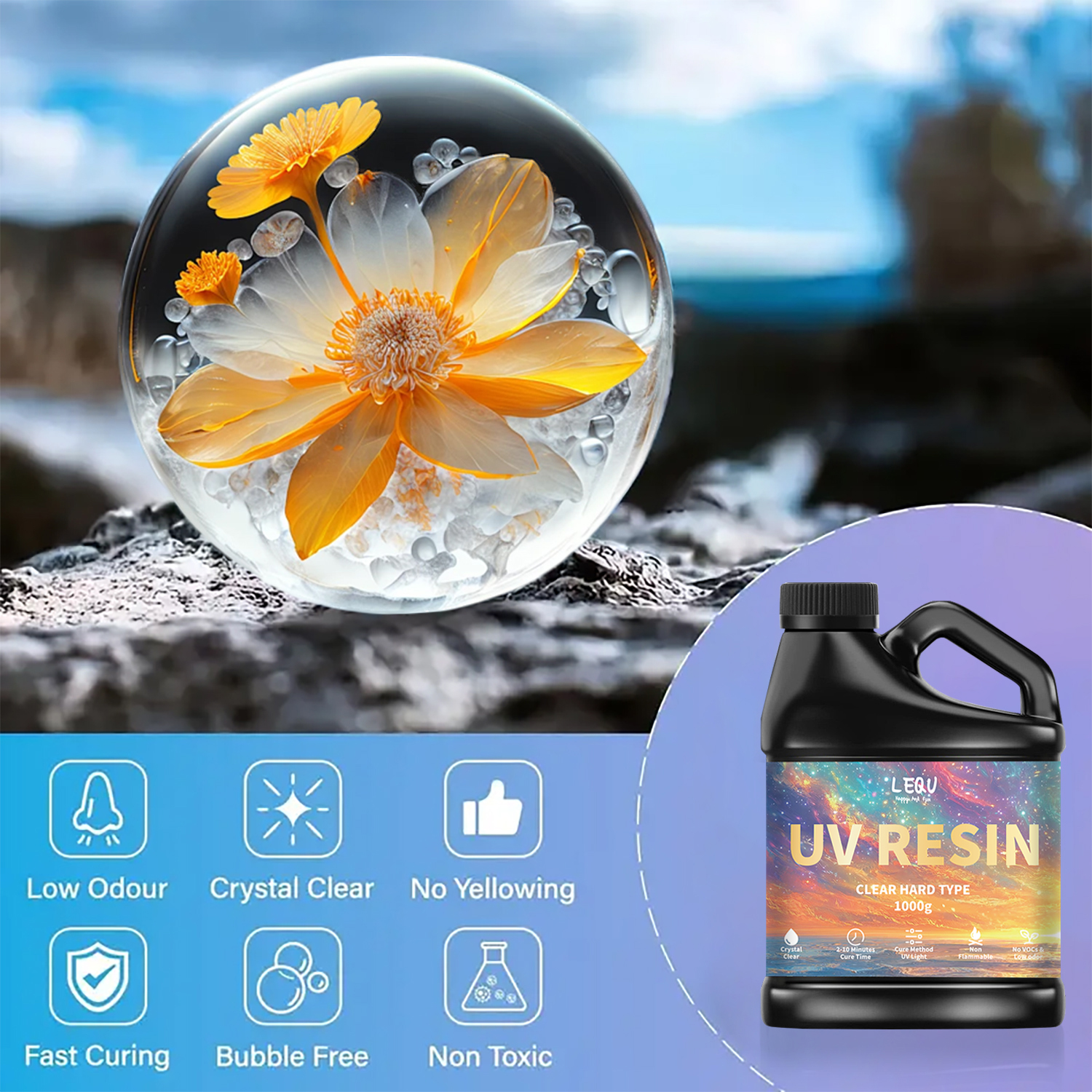 100/200/500/1000g UV Epoxy Res - مراجعة Resin Art Letters وسعره